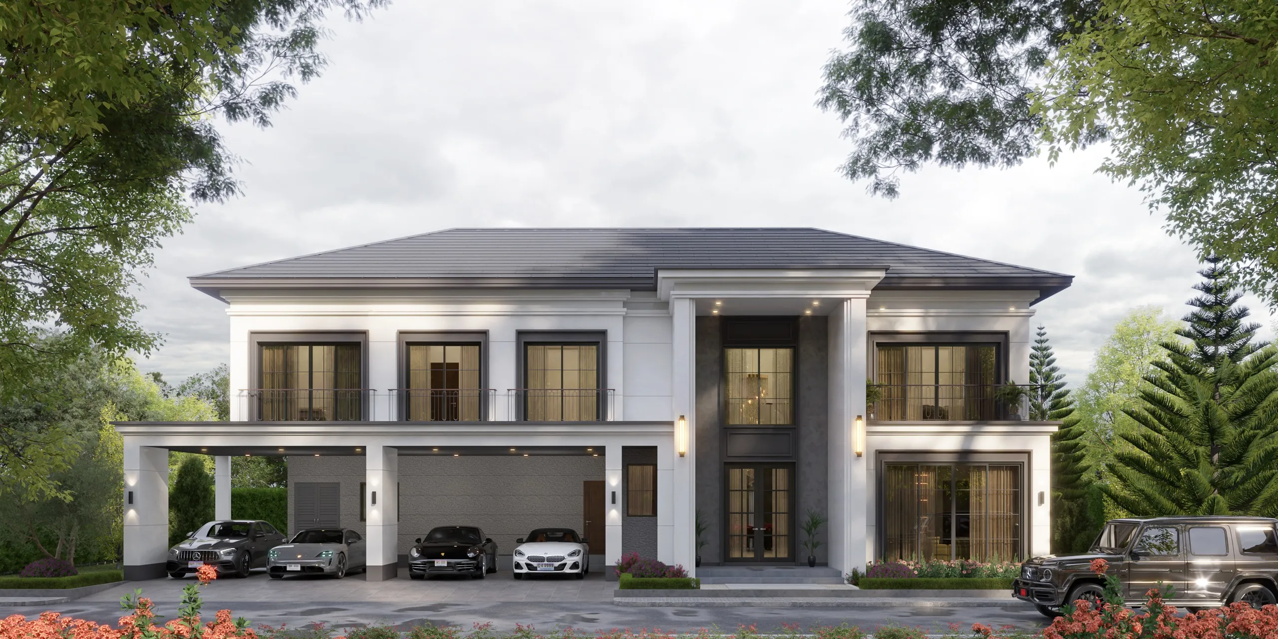 Perfect Life Construction ศูนย์รับสร้างบ้าน บ้านหรู 2 ชั้น สไตล์โมเดิร์นคลาสสิก ผลงานออกแบบและรับสร้างบ้าน