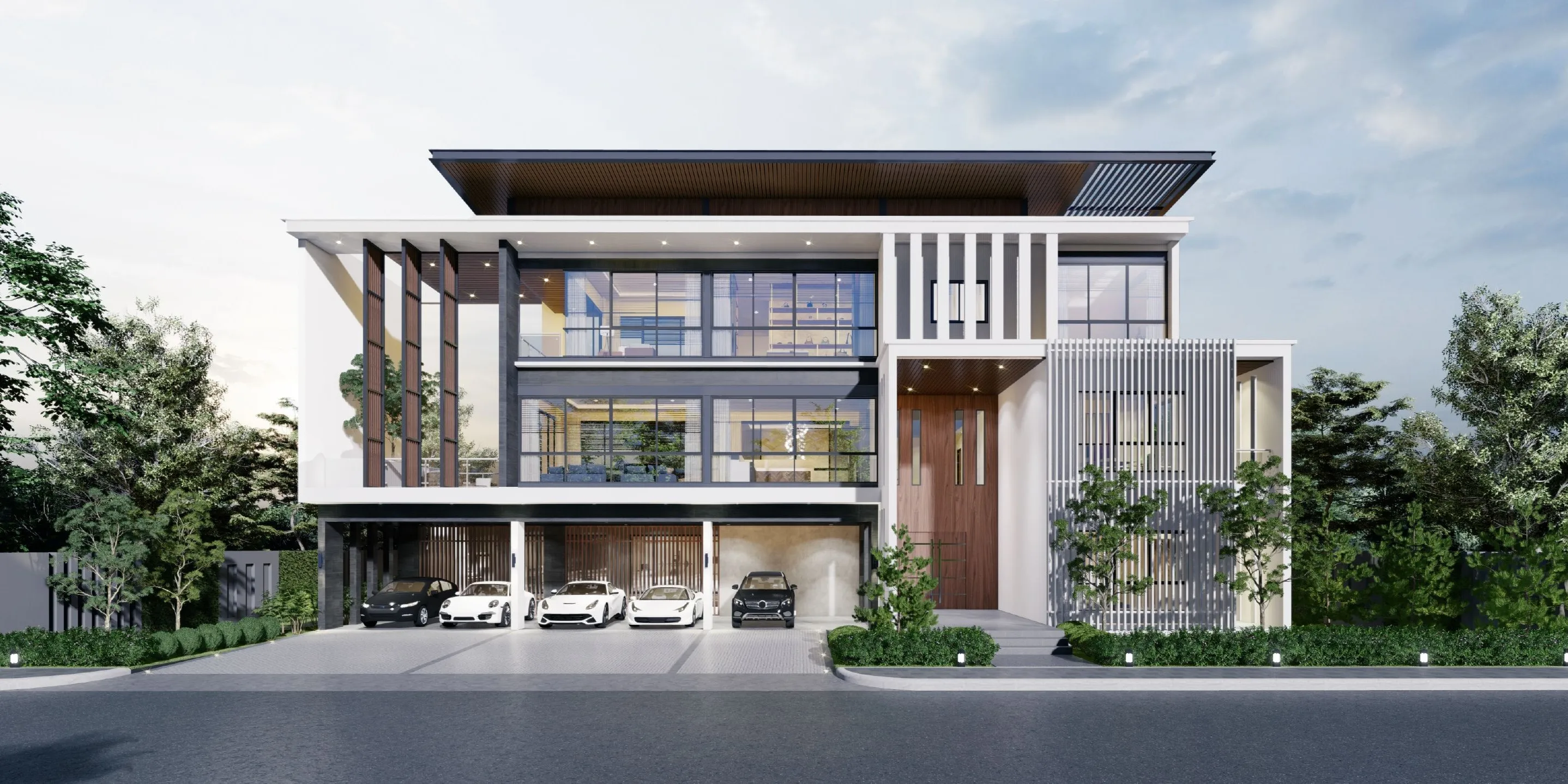 Perfect Life Construction ศูนย์รับสร้างบ้าน บ้าน 3 ชั้น สไตล์โมเดิร์น ผลงานออกแบบและรับสร้างบ้าน