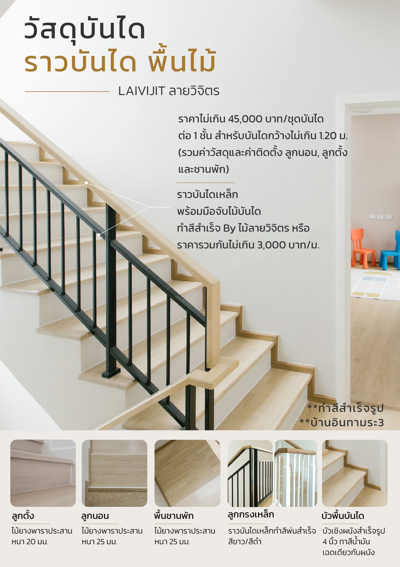 วัสดุบันได ราวบันได พื้นไม้