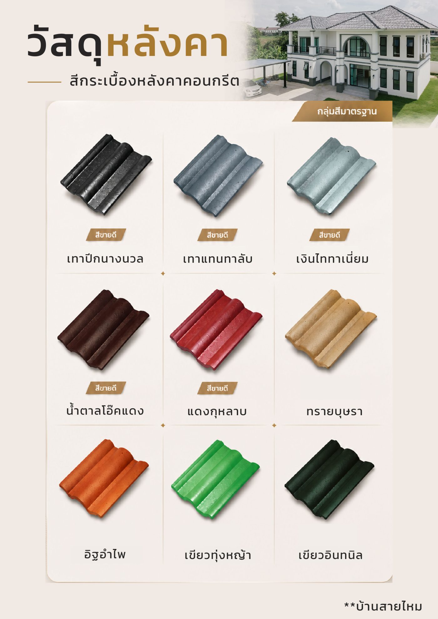 วัสดุหลังคา(สีกระเบื้องหลังคาคอนกรีต)